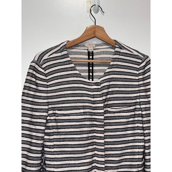J.Crew Black & White Long Sleeve Striped Tweed  Women's Blazer Jacket Size M - Picture 4 of 16